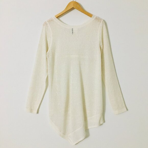 Anthropologie Akemi+Kin Asymmetrical Hi Low Off-White Pull-Over Sheer Tunic - M - Picture 3 of 8